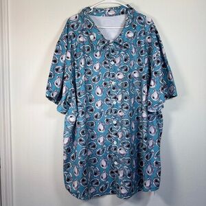 NWT Jolie-Beau Men's Size 3XL Oyster Print Teal Short-Sleeve Polo